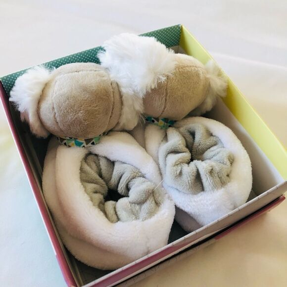 Plush Puppy Dog Baby Booties Slippers - Picture 3 of 4